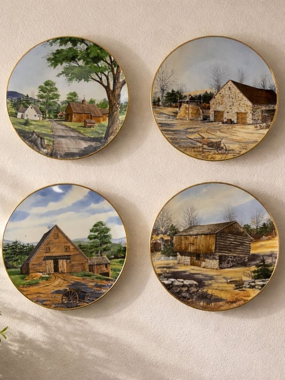 Franciscan Porcelain Plates Set Of 4 Harris Hien Limited Edition Vintage 1983